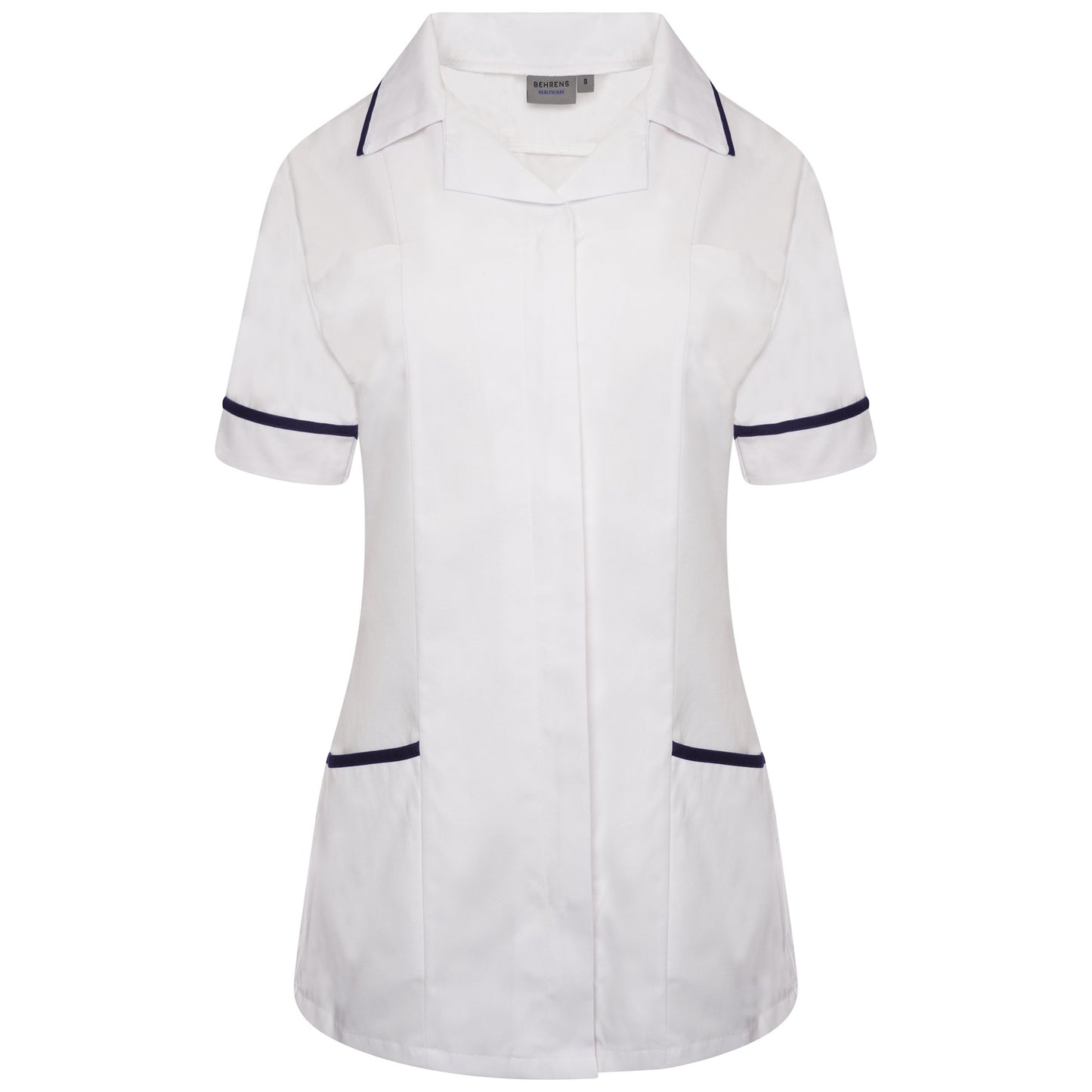 Behrens Ladies Revere Nurses Tunic - NCLTPSR - White/Navy Trim - UK 8