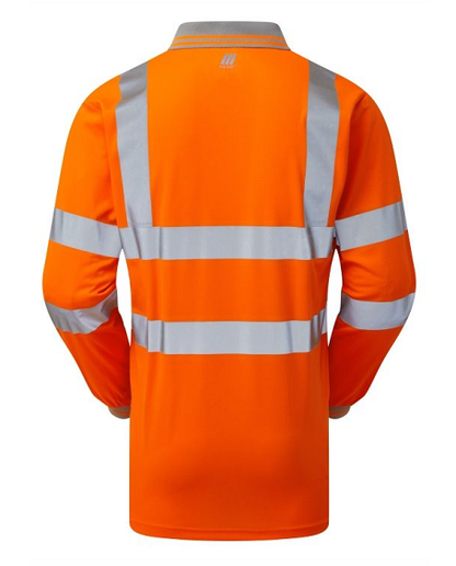 Pulsar Hi Vis Long Sleeved Rail Spec Reflective Polo Shirt- Orange - PR470