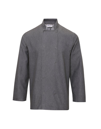 Premier Denim Chefs Jacket, Long Sleeve Stud Front Chef Coat - PR660