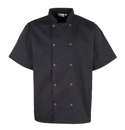 Premier Men's Stud Front Short Sleeve Chefs Jacket - PR664