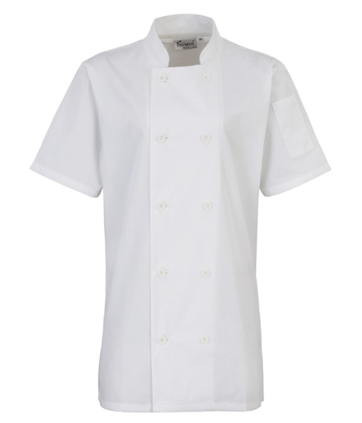 Women's Short Sleeve Button Front Chef Whites Jacket - PR670